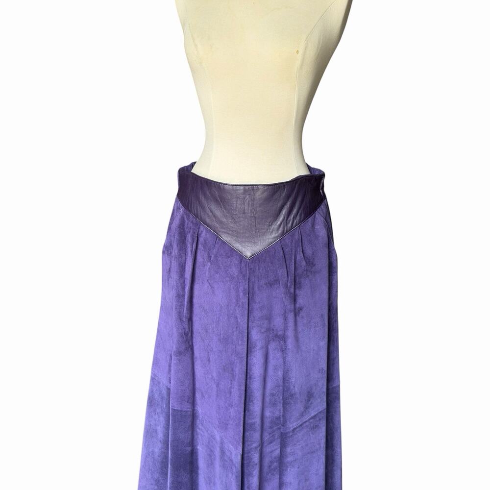 Vintage Liz Roberts Robert Elliott Purple Suede Two Piece Skirt Set Medium - Picture 10 of 16